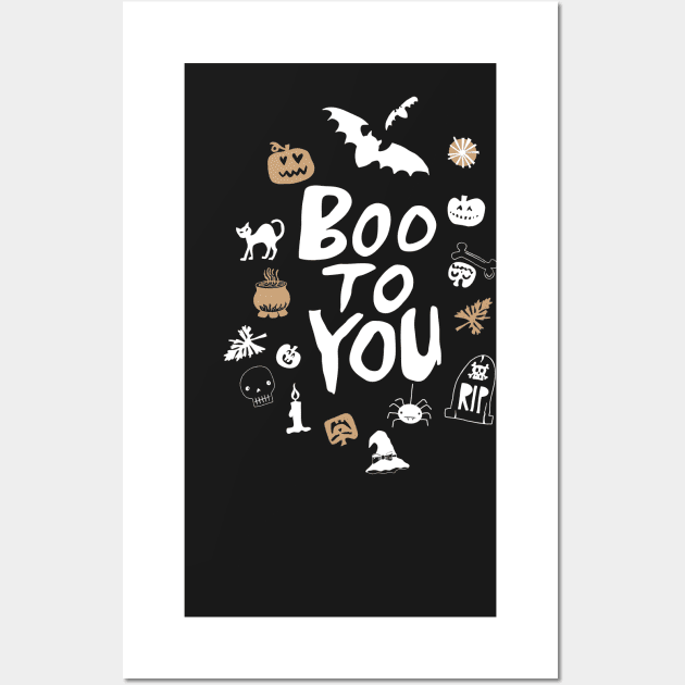 Black and White Cute Boo to You Wall Art by snoddyshop